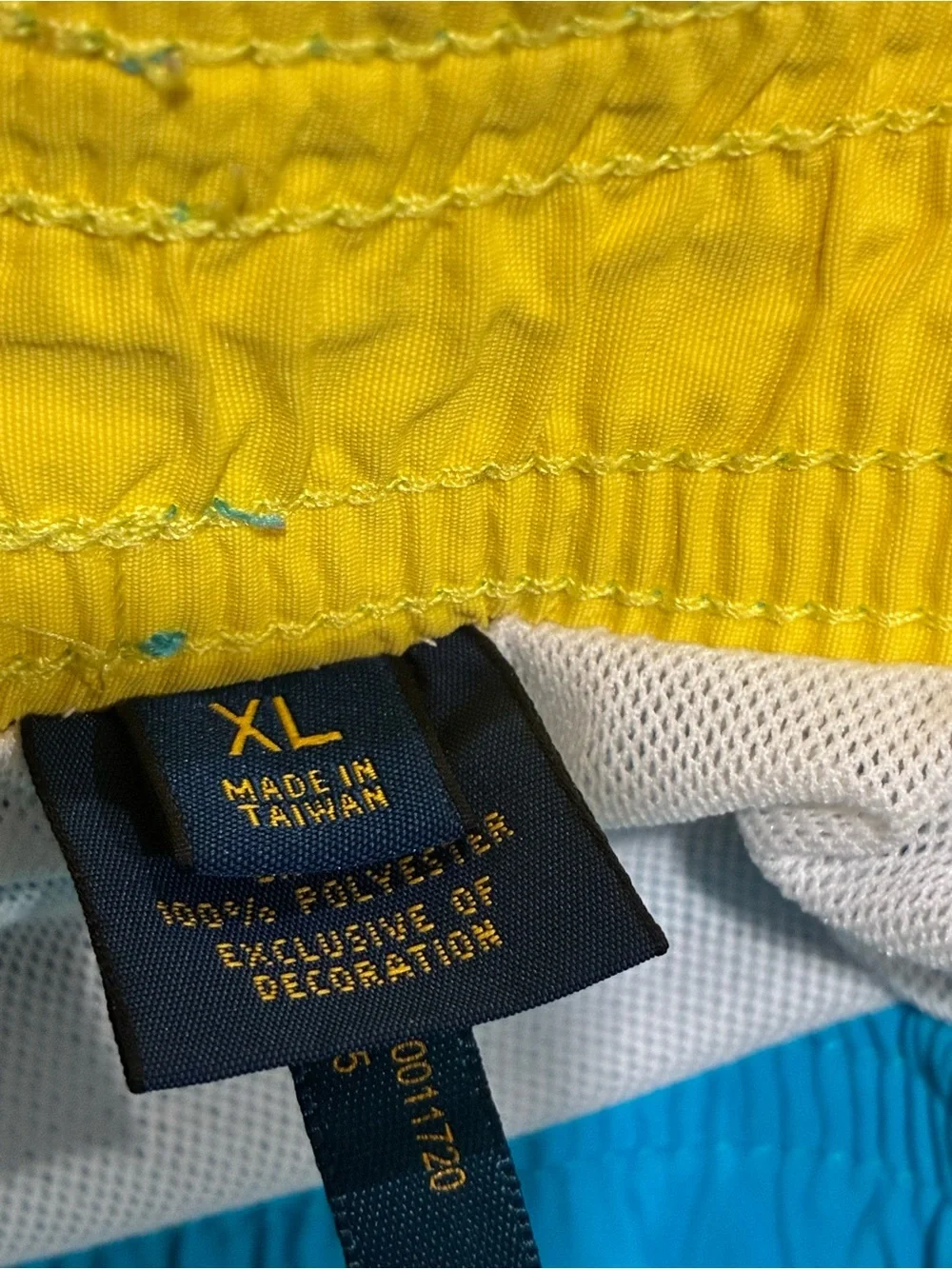 Polo by Ralph Lauren Men’s Turquoise and Yellow Swim Trunks, Size XL